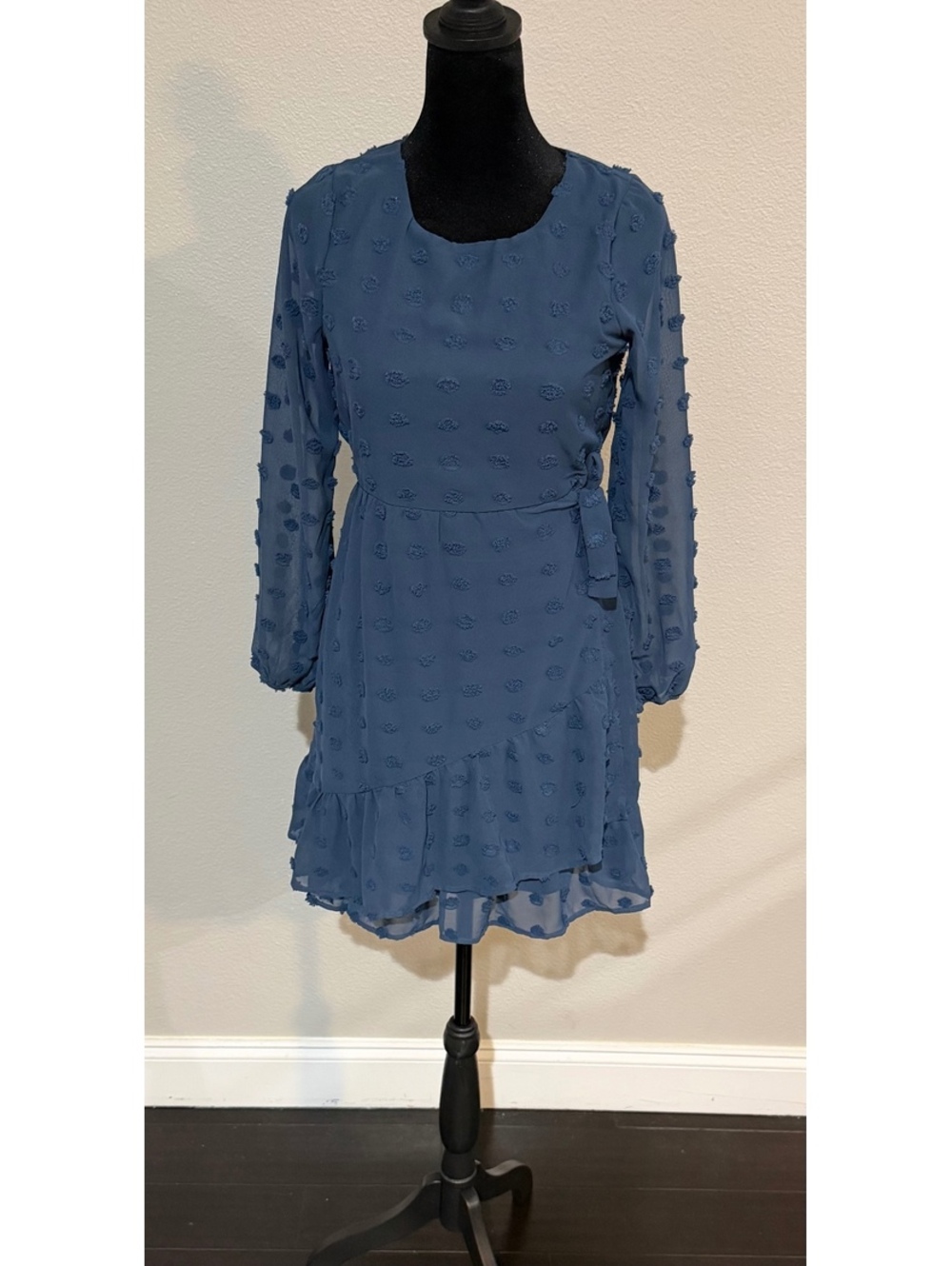 Trixxi Girl Blue Swiss Dot Tiered Dress Girls XL